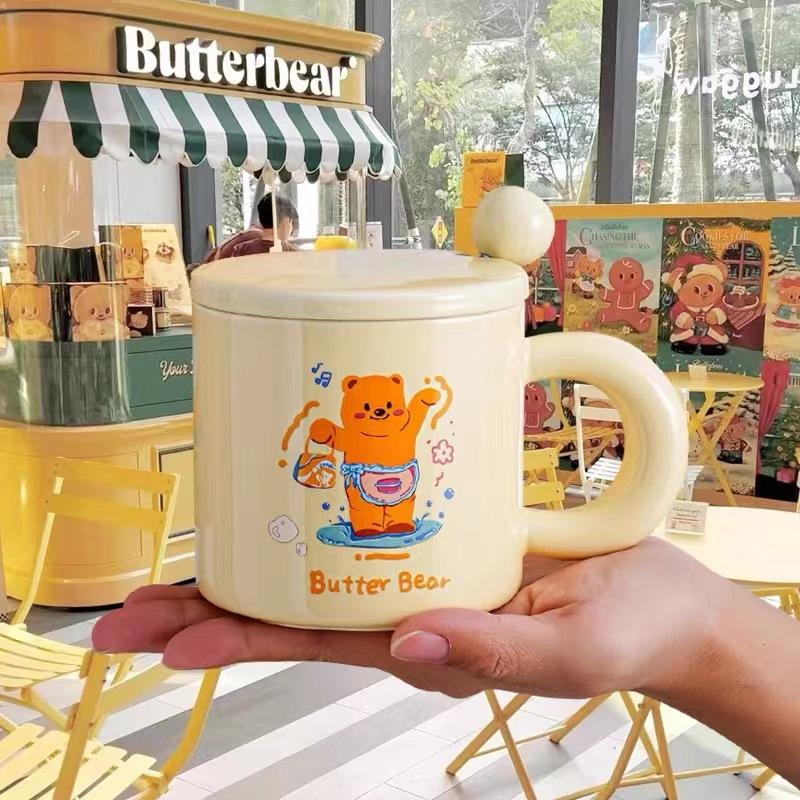 Cute Butter Bear Ceramic Mug Practical Birthday Gift for Friends Sisters and Besties