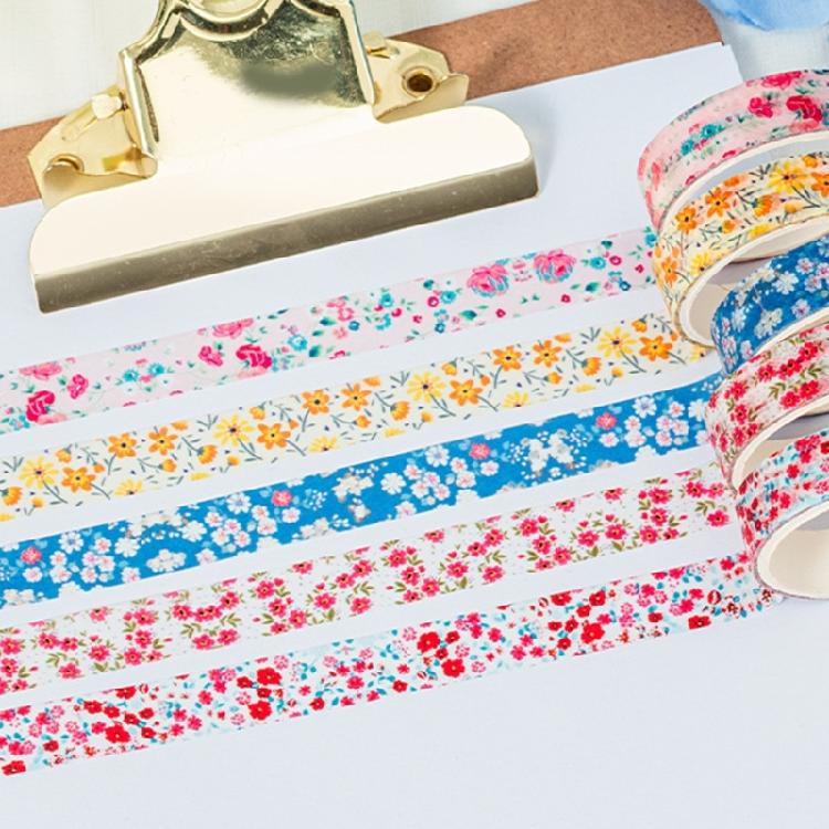 5Rolls Flower Decorative Tape 10mmX2M for Scrapbooking Photo Album Journal Notebook Water Resistant Aesthetic Paper Tape