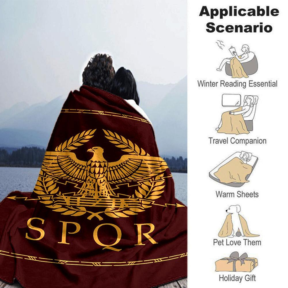 1pc Eagle SPQR Throw Blanket Soft Flannel, Cozy All Season Polyester Perfect for Home, Office