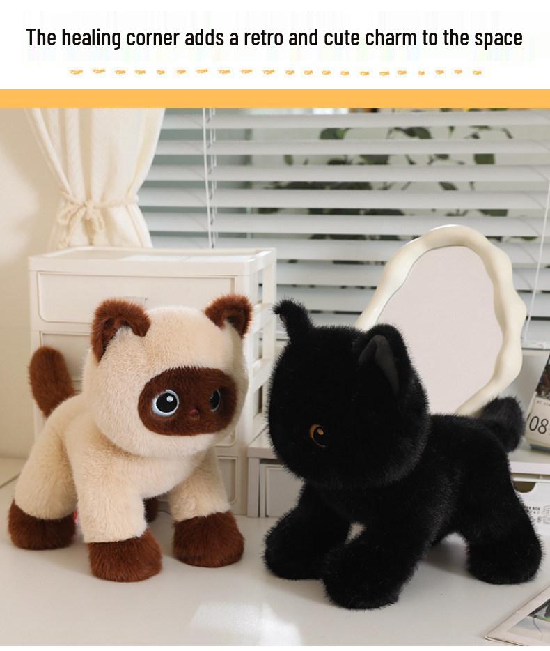 Cute Cat Plush Toy Trio: Siamese, Black, and Calico Soothing Dolls for Kids