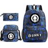 Popular Novelty Cool Bad Bunny Print 3pcs/Set Pupil School Bags Laptop Daypack Backpack Inclined Shoulder Bag Pencil Case