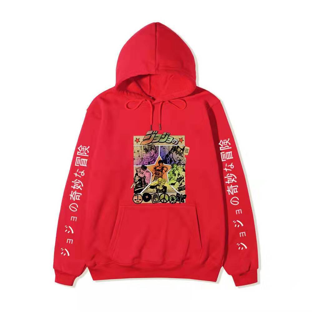 JoJo Bizarre Adventure Hoodie Unisex Fleece Sweatshirt Color Manga Print Autumn Winter Pullover