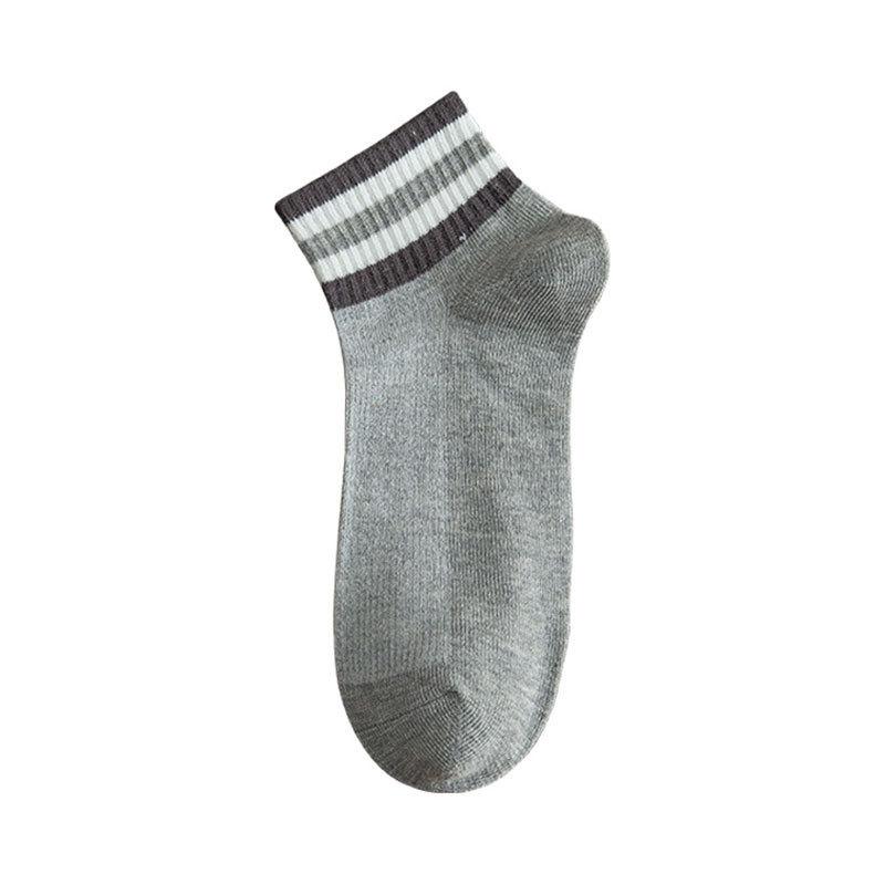 Men's Summer Sweat-absorbing and Odor-proof Sports Socks, Striped Breathable Thin Polyester-cotton Low-top Men's Boat Socks