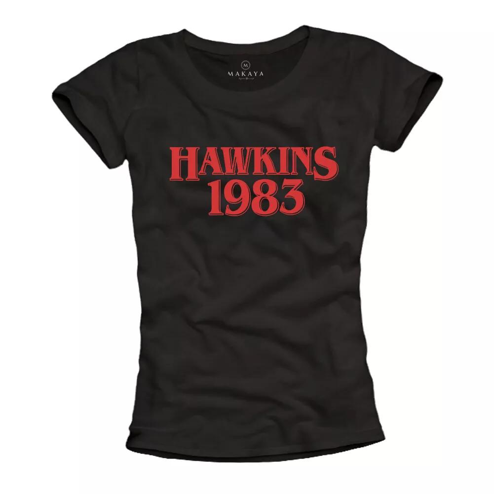 Ladies Black Stranger Ladies T Shirt Ladies Hawkins Middle School- L