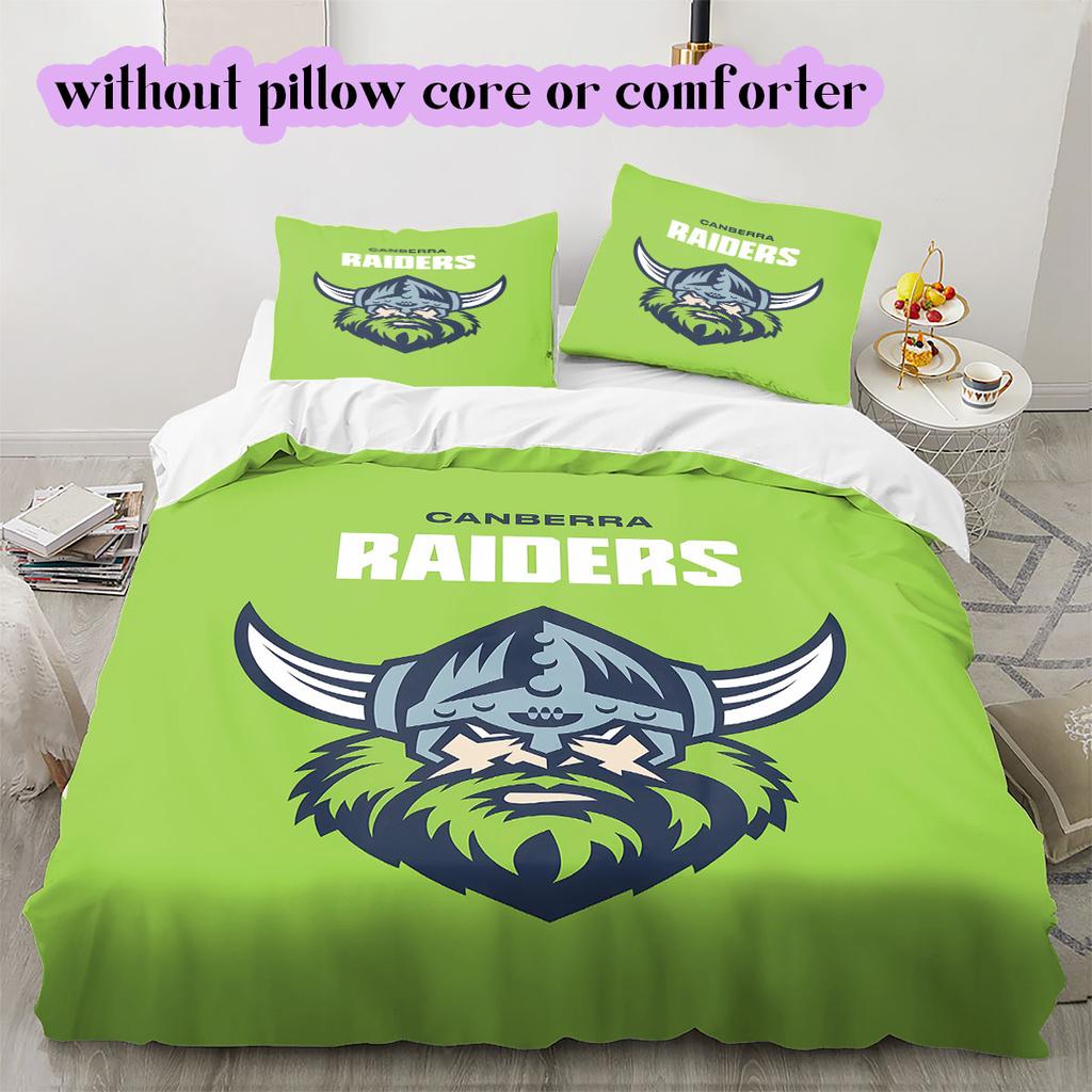 Canberra Raiders Muster Bettwäsche, Steppbett Set Bettbezug Kissenbezug Zuhause Geburtstagsgeschenk (1 Bettbezug + 2 Kissenbezüge, ohne Füllung)