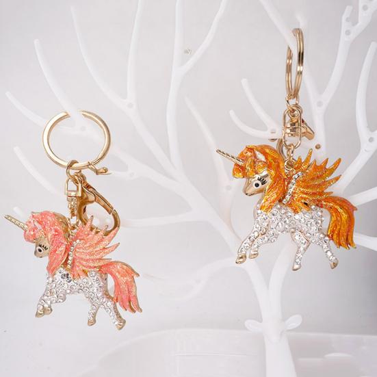 Horse Keychain Colorful Sparkling Rhinestones Horse Charm Key Chain Bags Backpacks Cars Good Luck Mascot