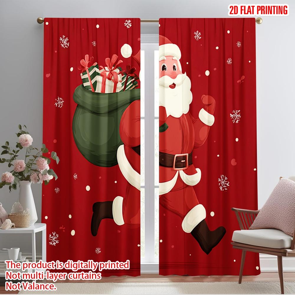

2pcs,2D plane printing Popular Curtain Panels Father Christmas Durable Polyester (without rod) All Seasons for Living Room, 52.50×116.00 CM 2pcs