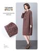 2025 New Style V-Neck Printed Dress for Women - Age-Reducing, Belly-Covering, Loose Casual Wear for Middle-Aged Moms in Spring & Autumn