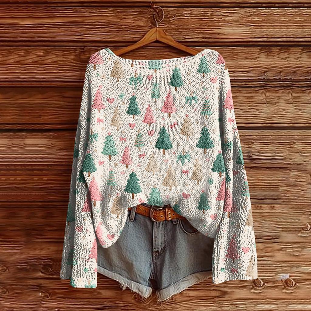 Women's Round Neck Lightweight Sweater Casual Long Sleeve Knit Pullover