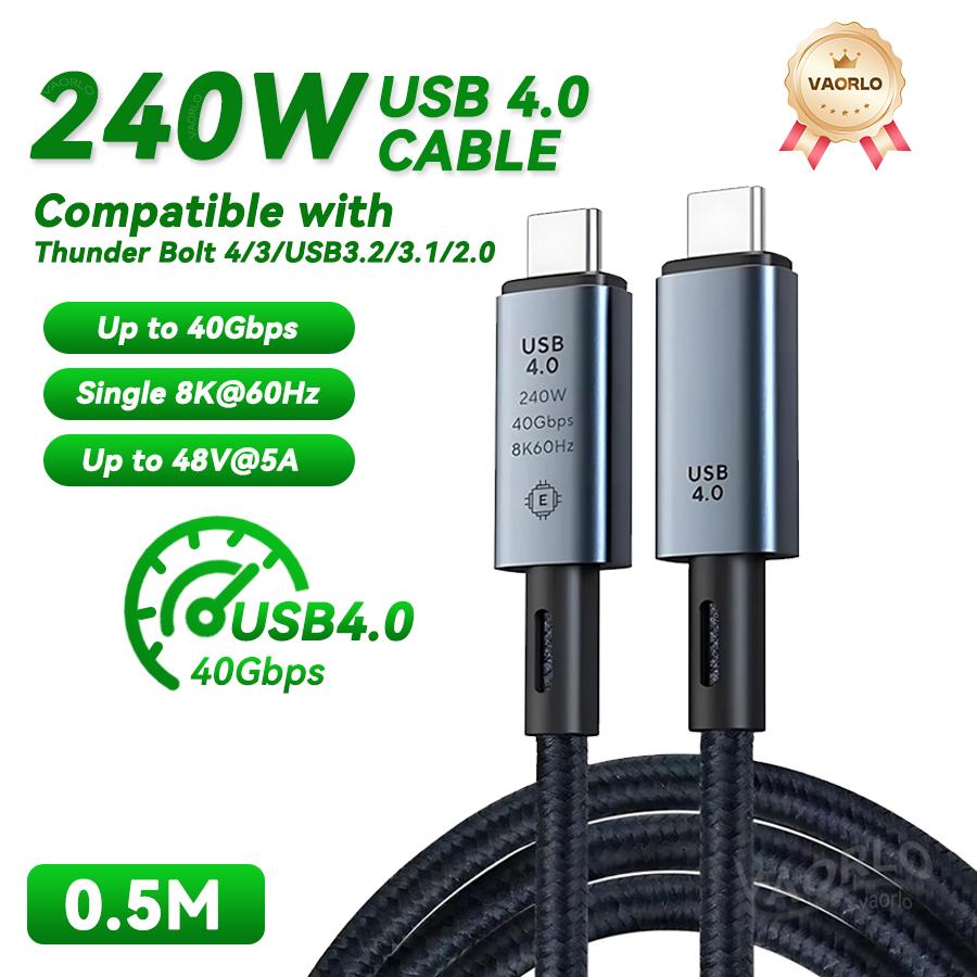 

Кабель для быстрой зарядки USB C — USB C 240 Вт, плетеный, 39,37 дюйма, с поддержкой видео 8K и скоростью 40 Гбит/с для iPhone 15 Pro/Max Samsung Galaxy S22/23 Black-0.5m