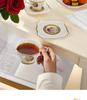 Karosa European Exquisite Ceramic Coffee Set with Gold Rim Bone China Cups and Saucers