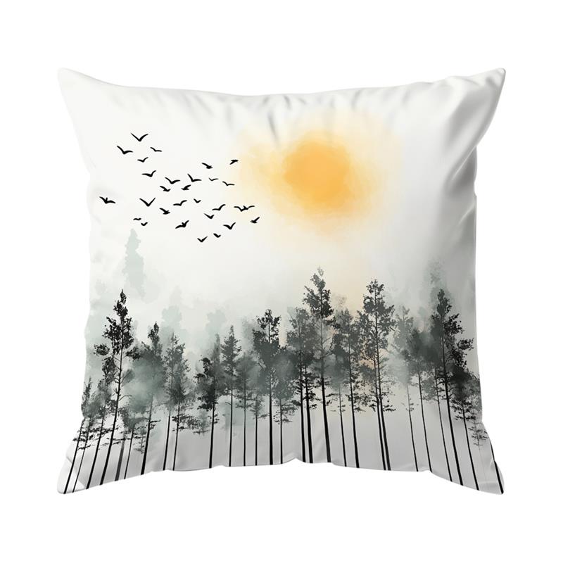Modern Watercolor Tree Cushions Pillowcase Printed Polyester 45X45Cm Throw Pillow Cover Decorative Sofa Cushion Pillowslip