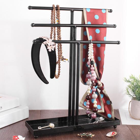 Jewelry Rack Stable Base Multi-Tier Easy To Assemble Keep Organized Space-saving Necklace Display Functional T-Shaped Ring Watch Bracelet Storage