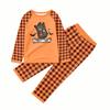 Family Matching Halloween Pajama Set with Patchwork Print - Cozy Loungewear for Parents and Kids