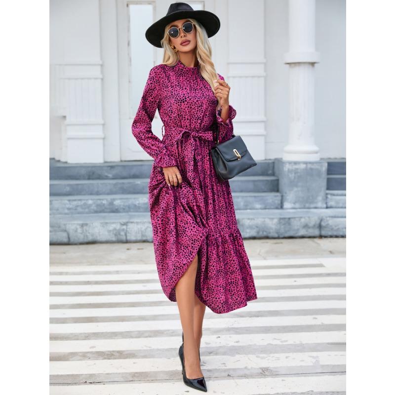 Abito da Donna Primavera e Autunno Collo Alto Manica Lunga Slim Moda