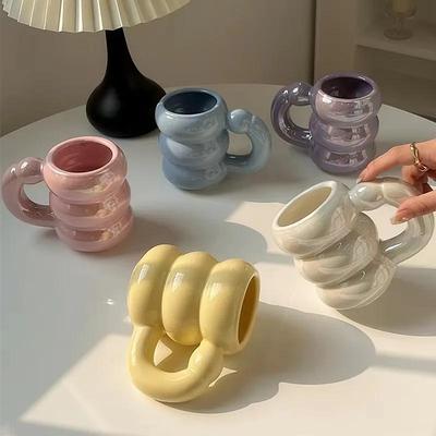 420ml Ceramic Chubby Mug Creative Nordic Coffee Cup Cute Office Afternoon Tea Cloud Mugs Kitchen Drinkware Home Accessories Mug