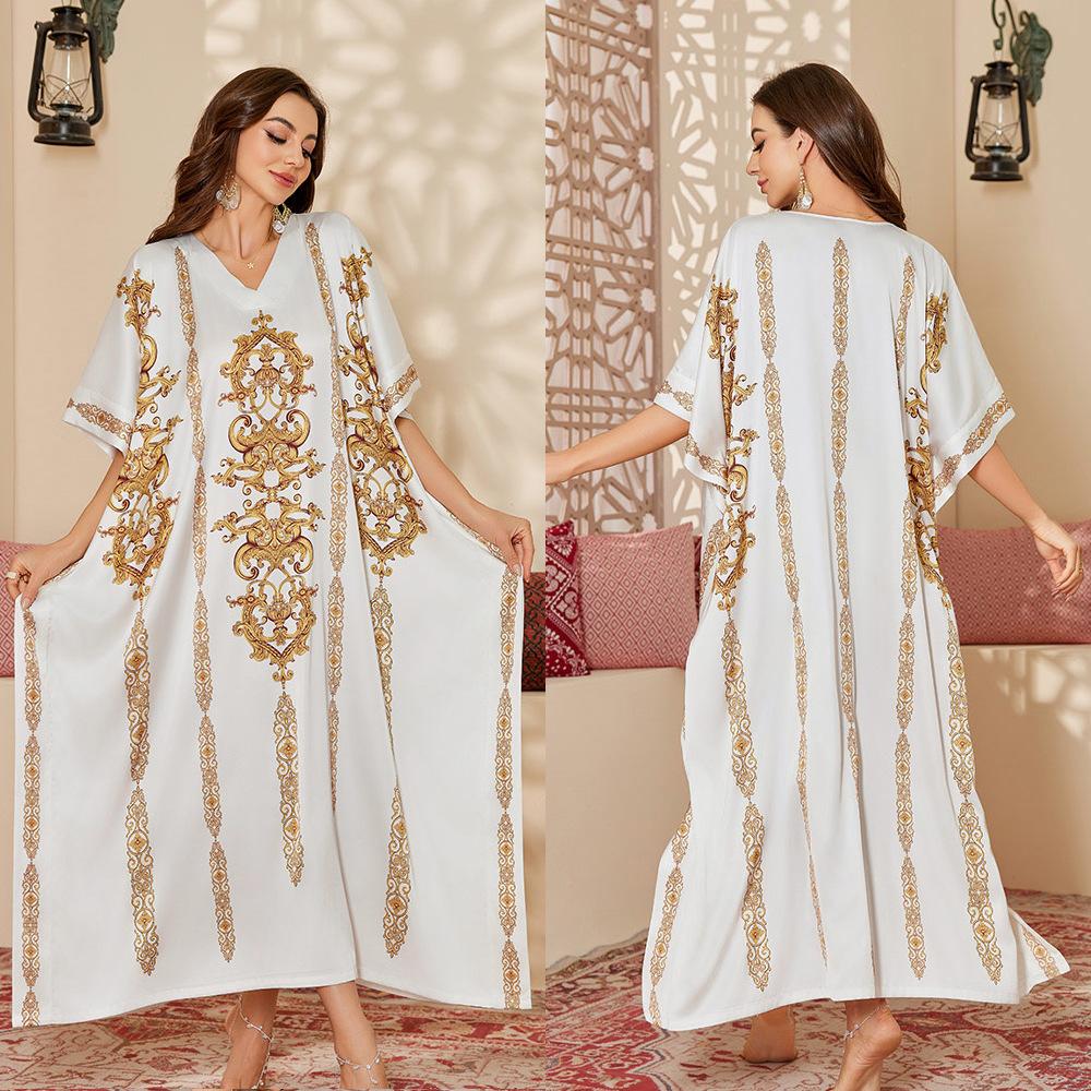 New wind-printed pajamas women's spring and autumn robes elegant and high-end long pajamas DP1191