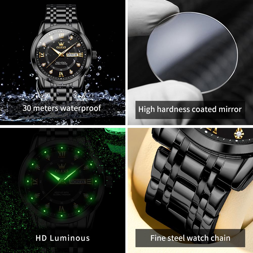 OLEVS Upgrade Perfume Quartz Men's Watches Fashion Waterproof Dual Calendar Luminous Luxury Brand Original Man Wristwatch 5513X