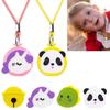 Silicone Kids Necklace with 4 Pack Cartoon Cap Necklace Holder Soft Protective Cover for AirTag
