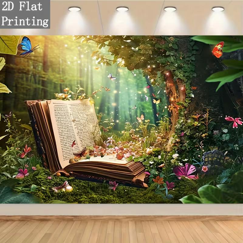 2D Fantasy Forest Storybook Backdrop Enchanted Woodland Photography Background Cloth