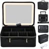 Faquenc Makeup Box with Cosmetic Storage Makeup Cosmetic Makeup Cosmetic Box with LED Large Professional Black Mirror, Box, Case, Storage, Organizer,