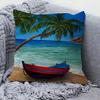 Boat Bay Beach Canvas Painting Pillow Gift Home Office Decoration Pillow Bedroom Sofa Car Cushion CoverPillow Case