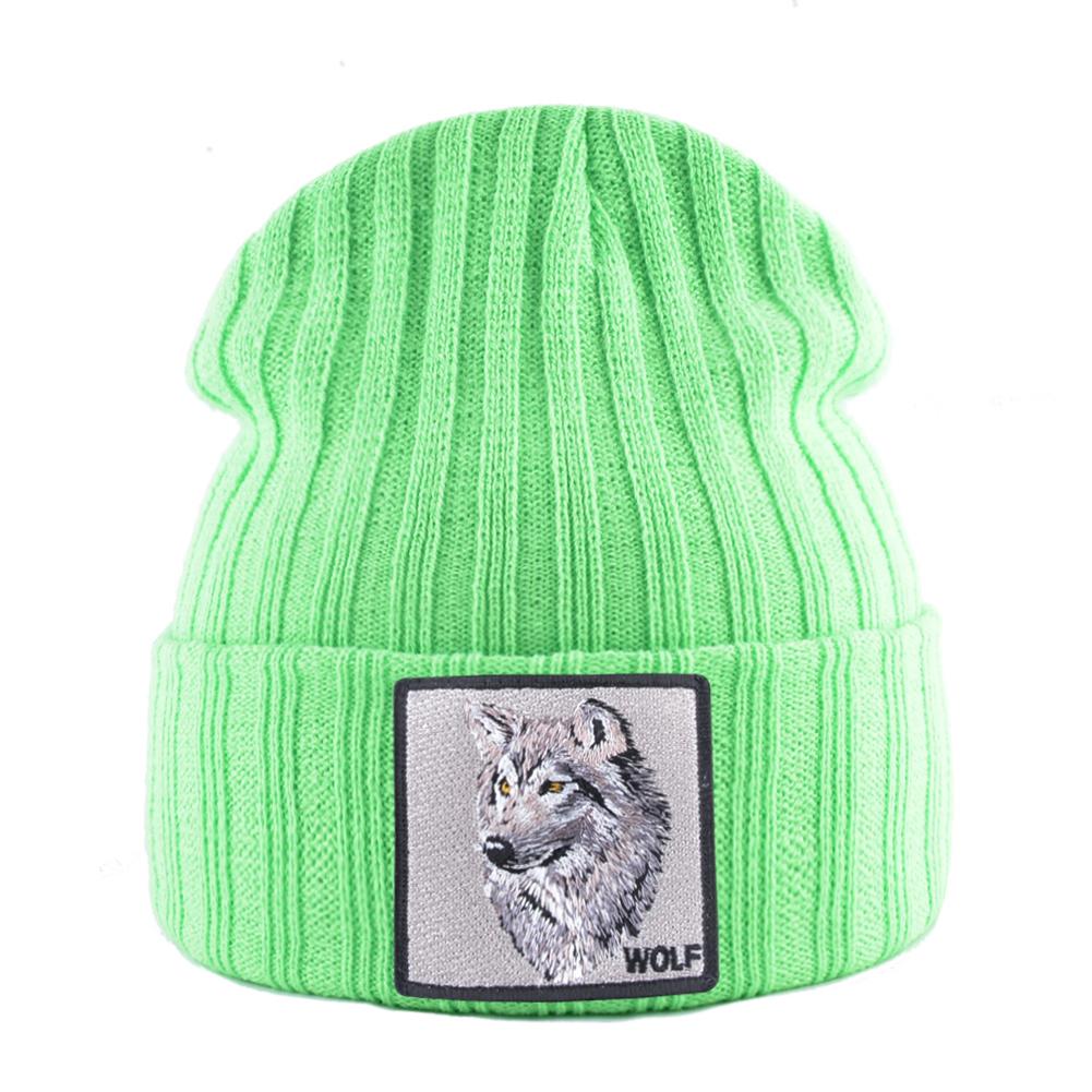 Hats For Knitted Fashion New Men Women Wolf Pattern Skullies Beanies Unisex Knitting Streetwear Hip Hop Bonnet Caps Kpop Gorras