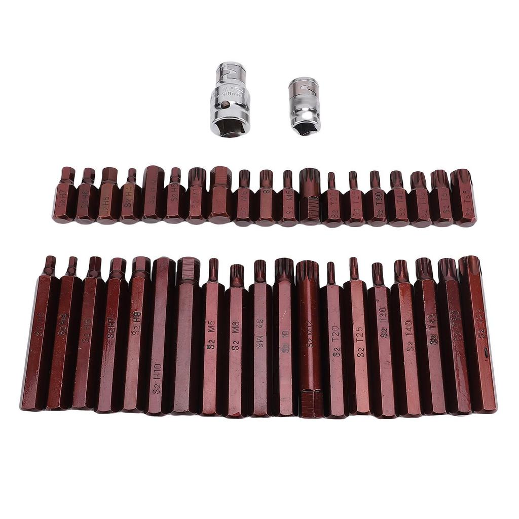 40Pcs Bit Socket Set Star Hex 3 8in Cr V S2 Alloy Steel High Torsion for Automotive Mechanic