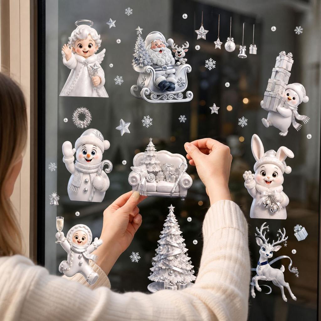 Christmas Window Sticker Set for Glass Holiday Decorations