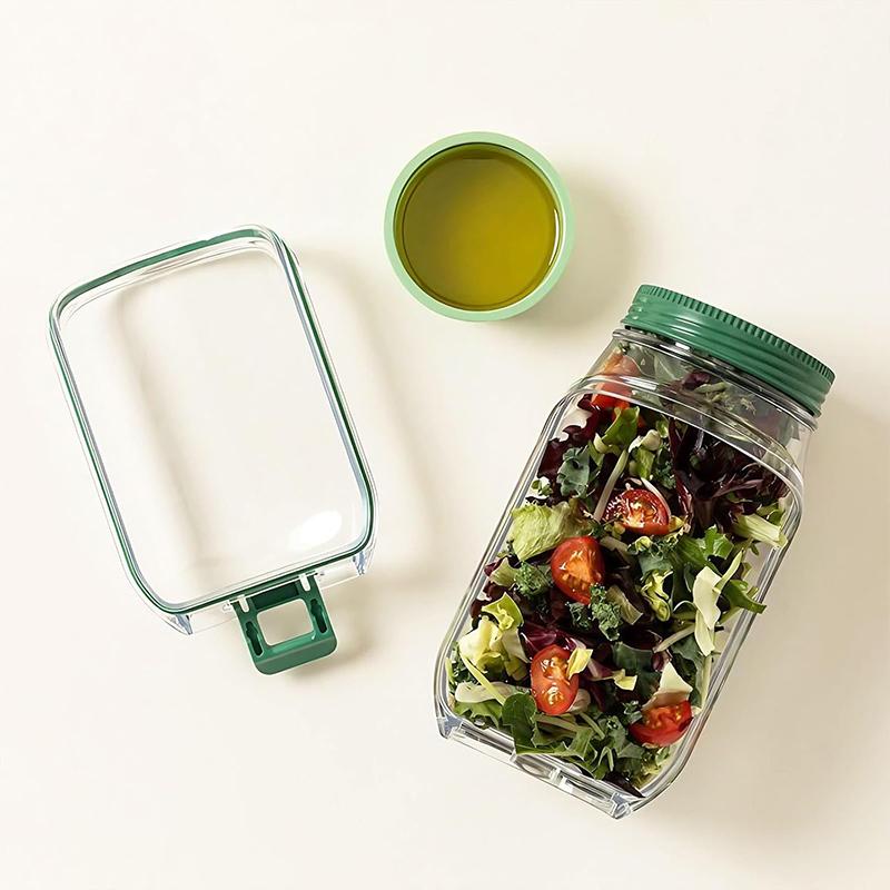 Breakfast Fruit Storage Box Leakproof Interval Salad Box Crisper Container Salad Jars Salad Pod Reusable Plastic Keep Fresh