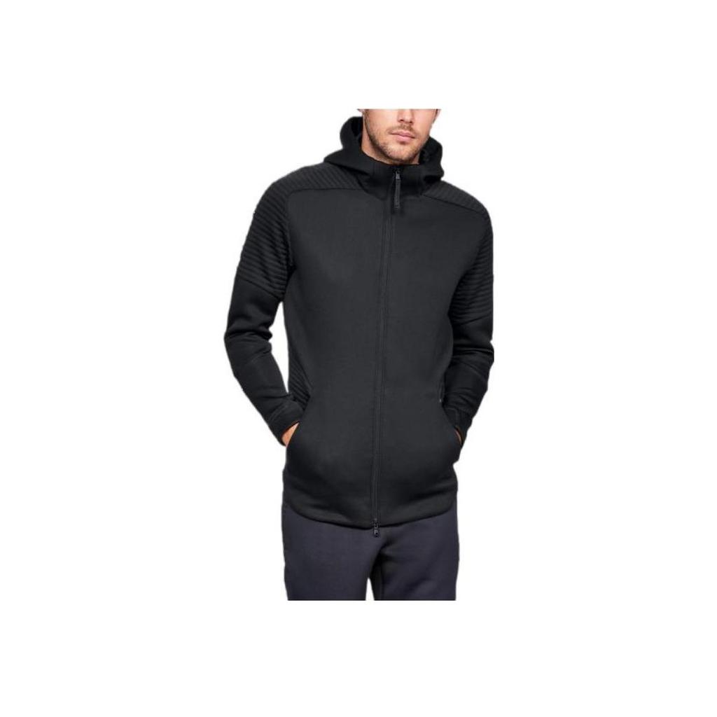 Under Armour Solid Color Brand Logo Fleece Breathable Zip-Up Hoodie Jacket Men Jackets Black 1320705-001