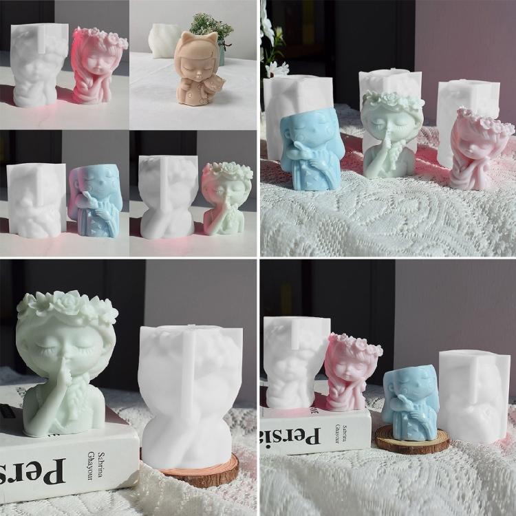 3D Teenager Girl Planter Silicone Mold Candle Candy Decorating Tool Household