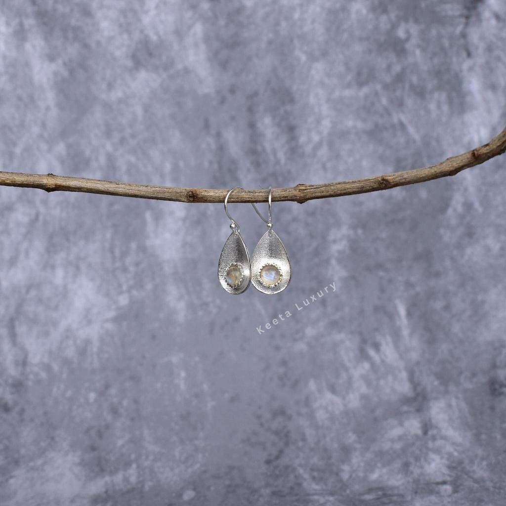 Natural Moonstone Earrings Rainbow Moonstone Handmade Earrings Sterling Silver Earrings for Women Healing Crystal Earrings Unique Gifts