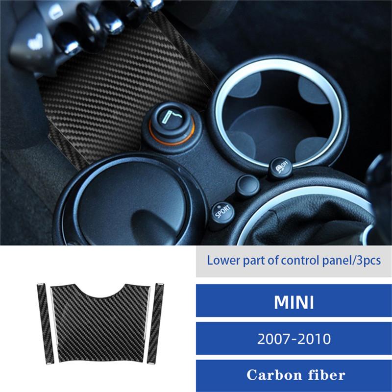 Carbon Fiber Car Central Handbrake Gear Shift Panel Trim Cover Stickers For BMW MINI Cooper R55 R56 R57 2007-2010 Accessories