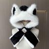 Fox ear hat women's new cute warm plush hat autumn and winter versatile fashion scarf scarf integrated hat