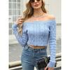 Women's Autumn and Winter Knitted Navel Short One-line Collar Slim Sweet Jumper