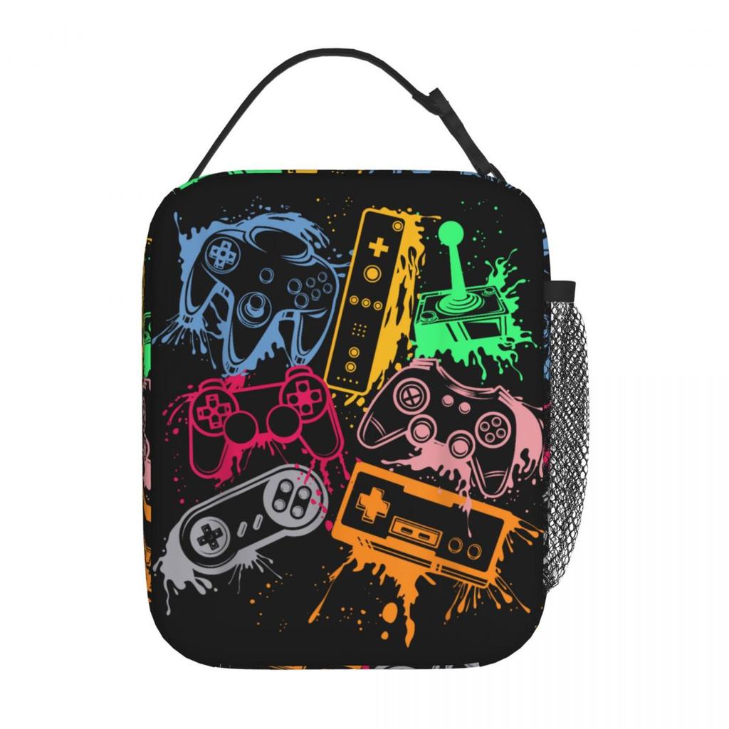 Control All The Things Video Game Controller Lunch Bag Portable Lunch Box Travel Cooler Bag Funny Oxford Thermal Tote Handbags
