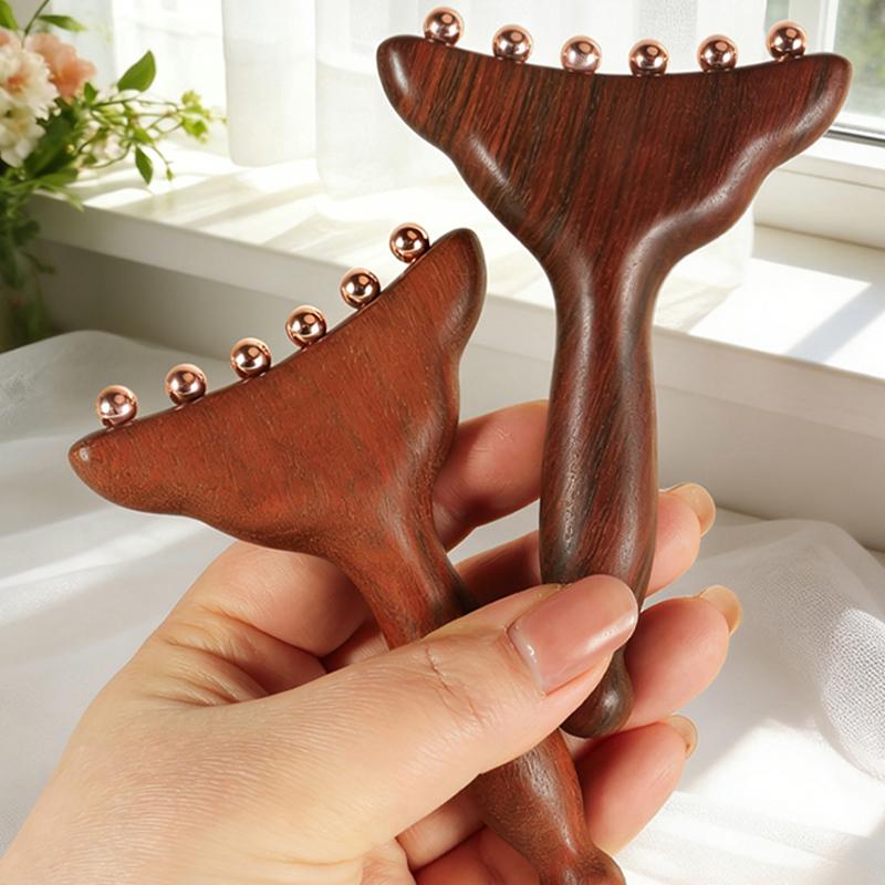 Brass Gua Sha Meridian Body Massager Sandalwood Skin Scraping Meridian Lymphatic Muscle Relief Massage Copper Guasha Board