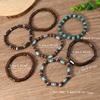 DIEZI 7 Stück/Set Böhmische Holzperlen Türkis Strang Armbänder Herren Damen Handgemacht Elastisches Seil Armband Armreif Pulseira Feminina