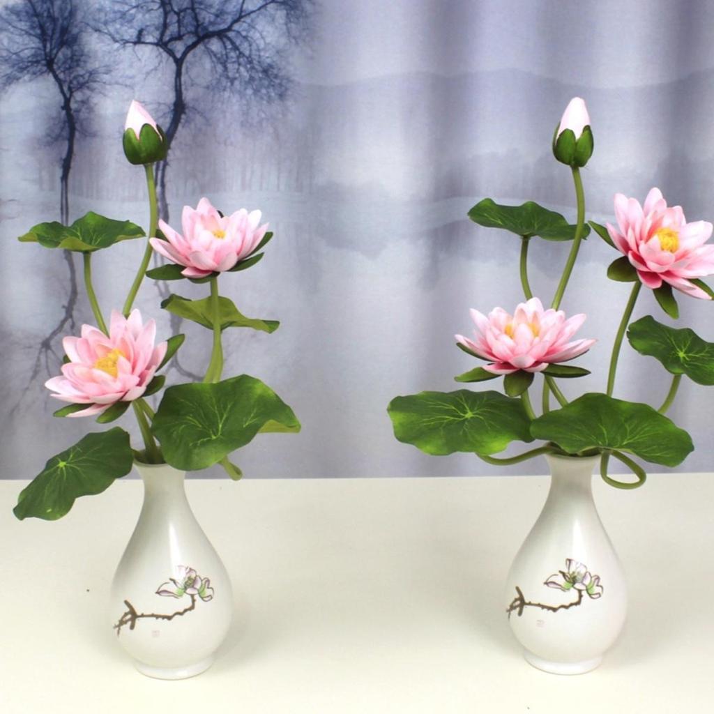 Artificial Lotus Flowers for Buddha Altar, Decorative Silk Bonsai, and Small Guanyin Ornaments