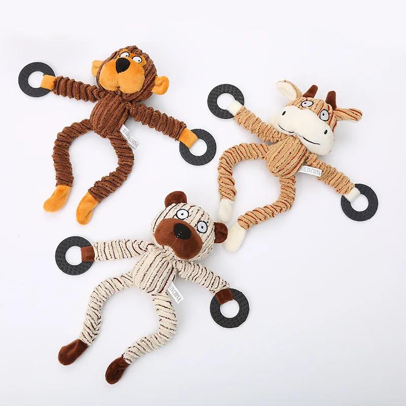 Pet Chewing Animals Donkey Shaped Dog Bite Corduroy Plush Teething Toy for Small Dogs High Quality Pet Training Supplies