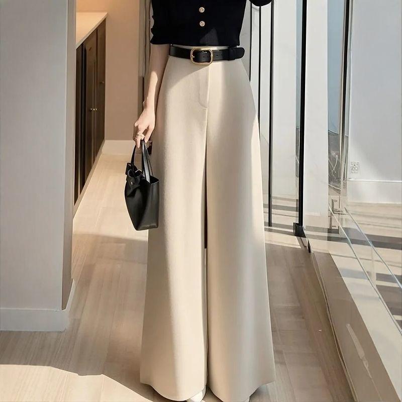 High Waist Beige Slimming Loose Casual Pants for Women - Spring/Autumn