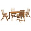 5 Piece Garden Dining Set Natural Solid Wood Acacia