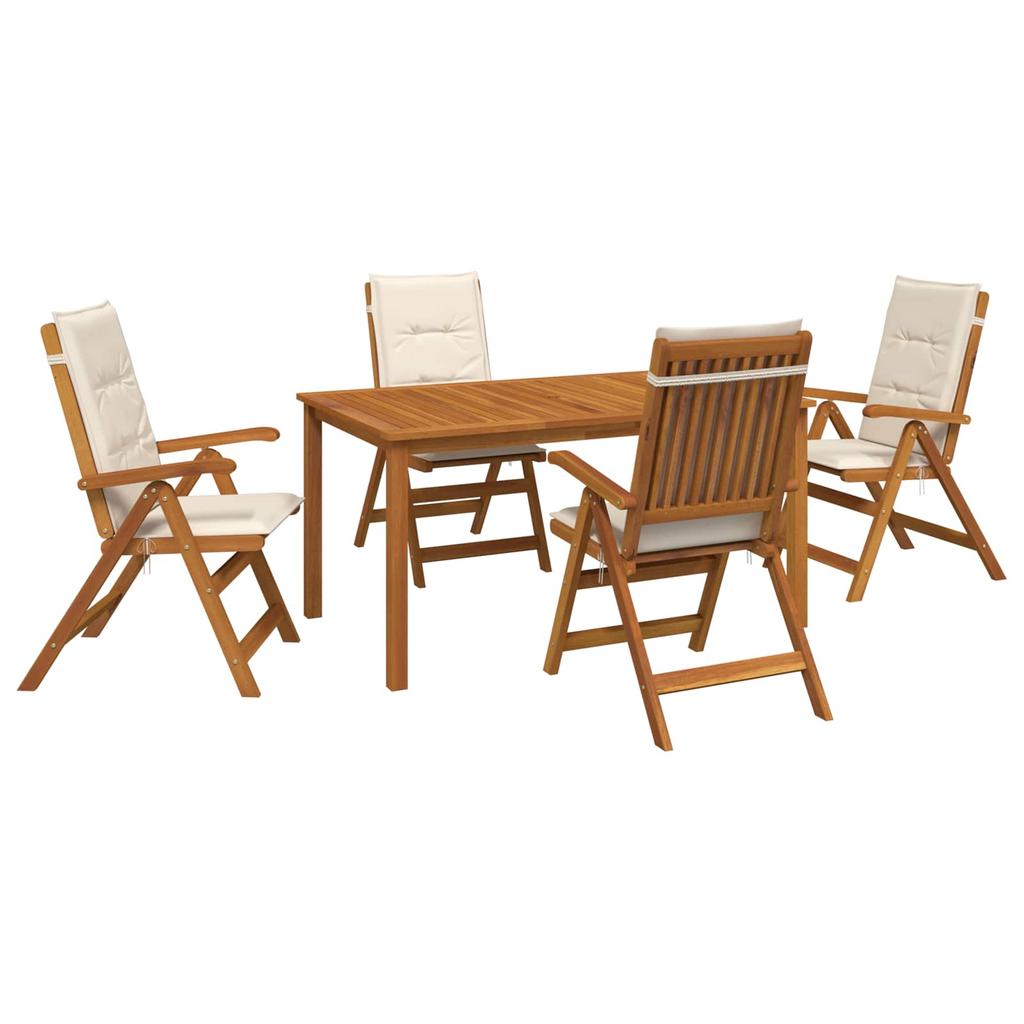 5 Piece Garden Dining Set Natural Solid Wood Acacia