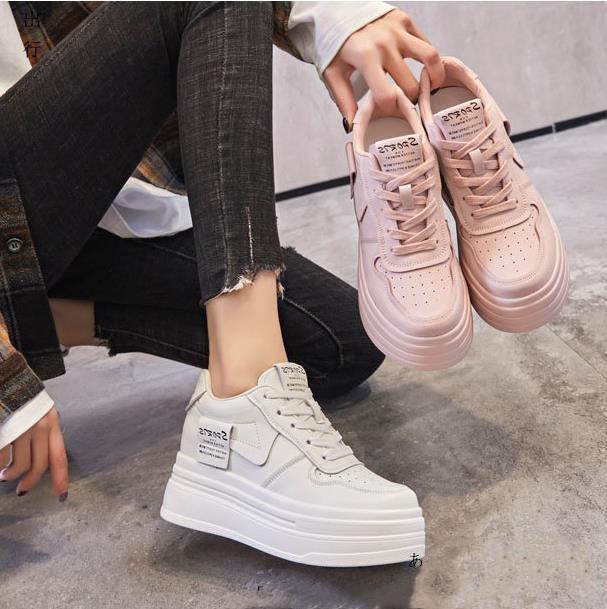 Fashion 8CM Cow Genuine Leather Females Comfy Casual Ladies Vulcanize Women Platform Spring Autumn High Brand Sneakers Breathable