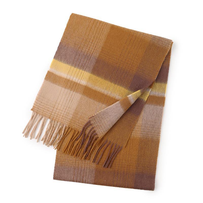 Hong Rong Unisex Wool Plaid Scarf - Warm for Autumn/Winter