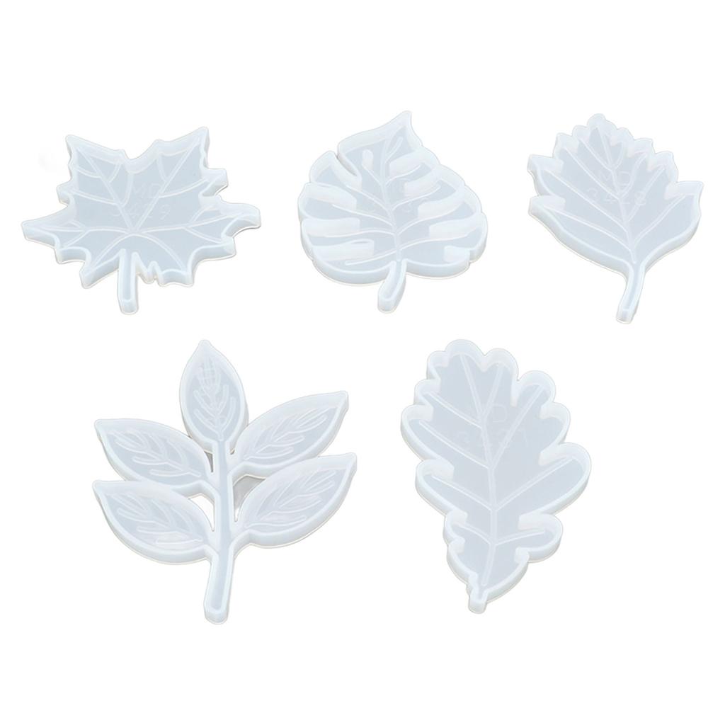 5 Stück Blätter Untersetzer Form Blattstil Design Wiederverwendbar Silikon Glänzend Flexibel Silikon Untersetzer Form