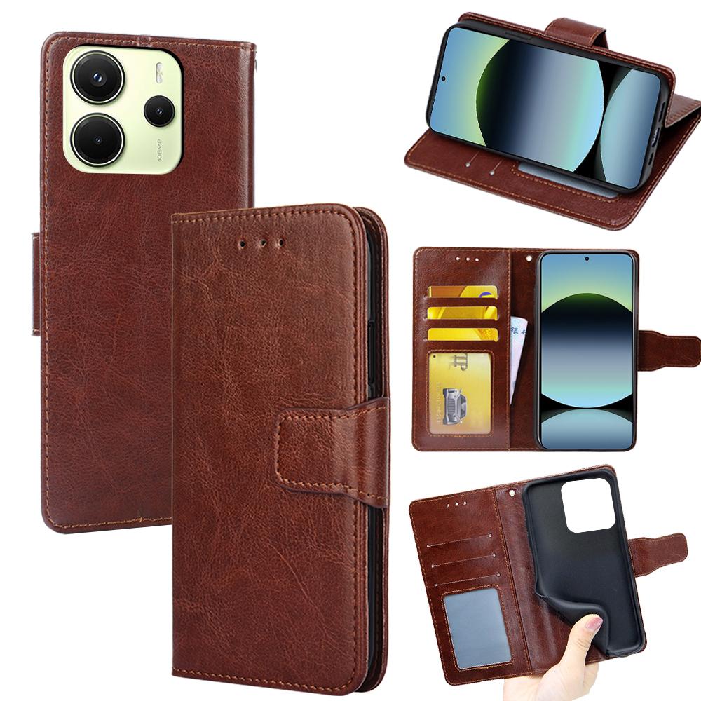 For Xiaomi Redmi Note 14 4G (163.25mm) Case Wallet PU Leather+TPU Folding Stand Phone Cover