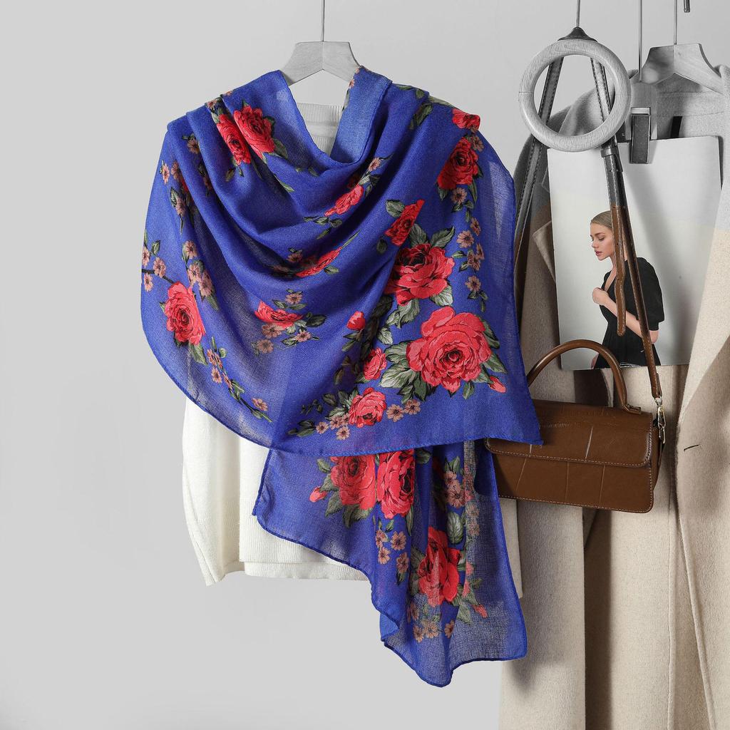 Women's Xinjiang Ethnic Print Headscarf - Retro Style for Spring & Autumn Travel