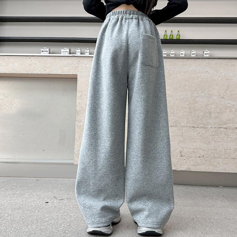 Spring Autumn Girls'  Sports Pants Teenager Wide-leg Casual Trousers Children's Straight Loose Pants Kids Clothing